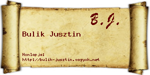 Bulik Jusztin névjegykártya